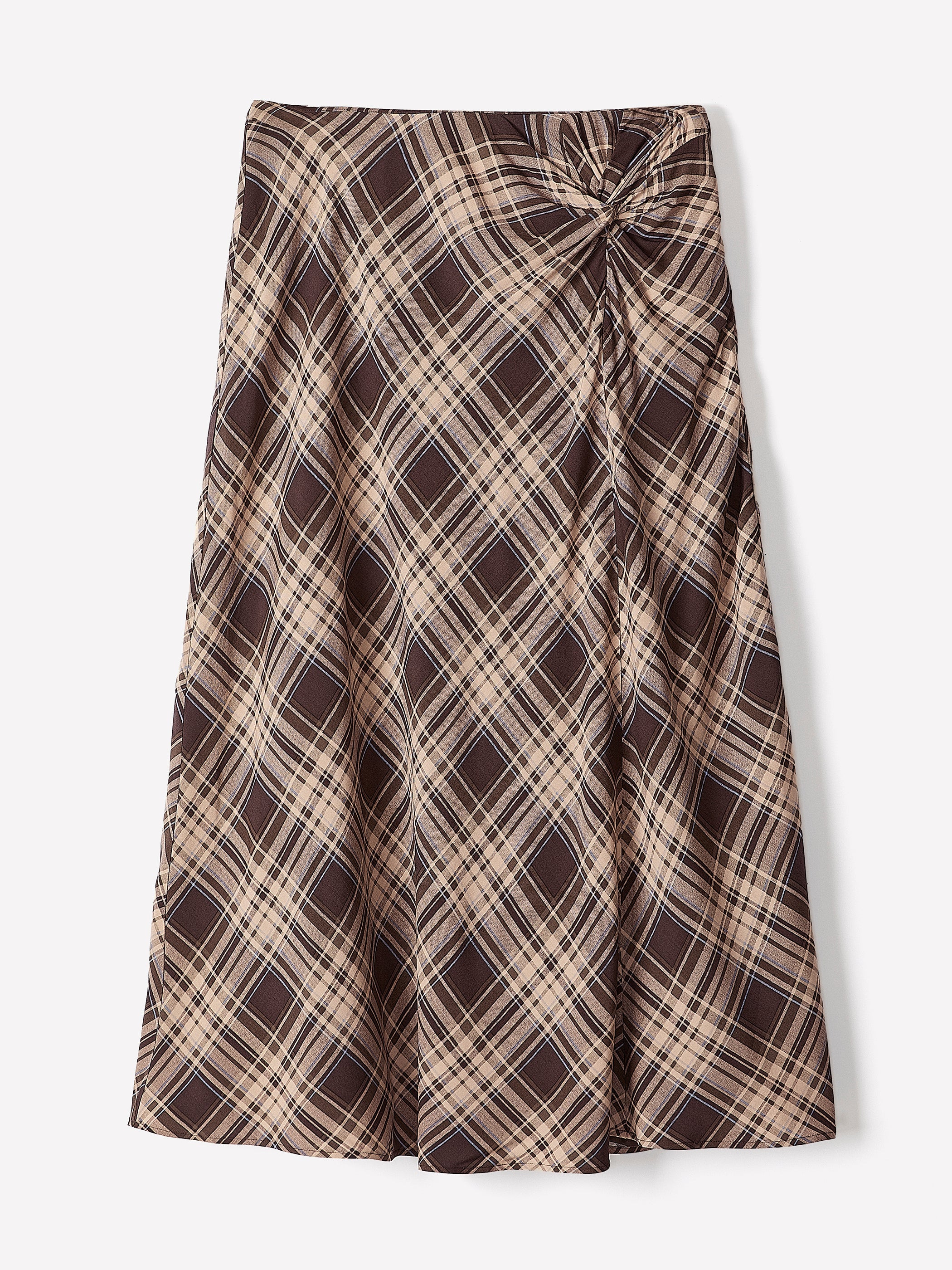 RW&CO High-Rise A-Line Midi Skirt with Cinched Knotted Detail