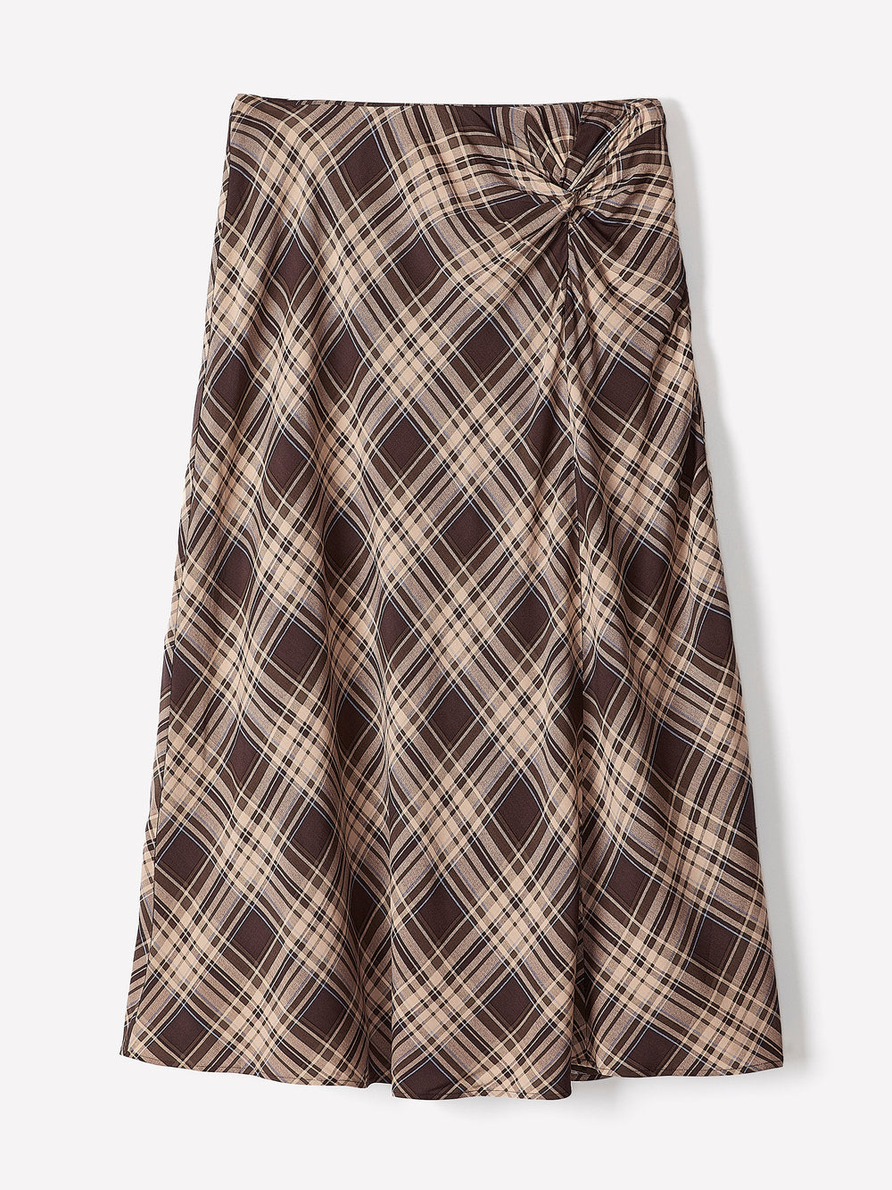 RW&CO High-Rise A-Line Midi Skirt with Cinched Knotted Detail
