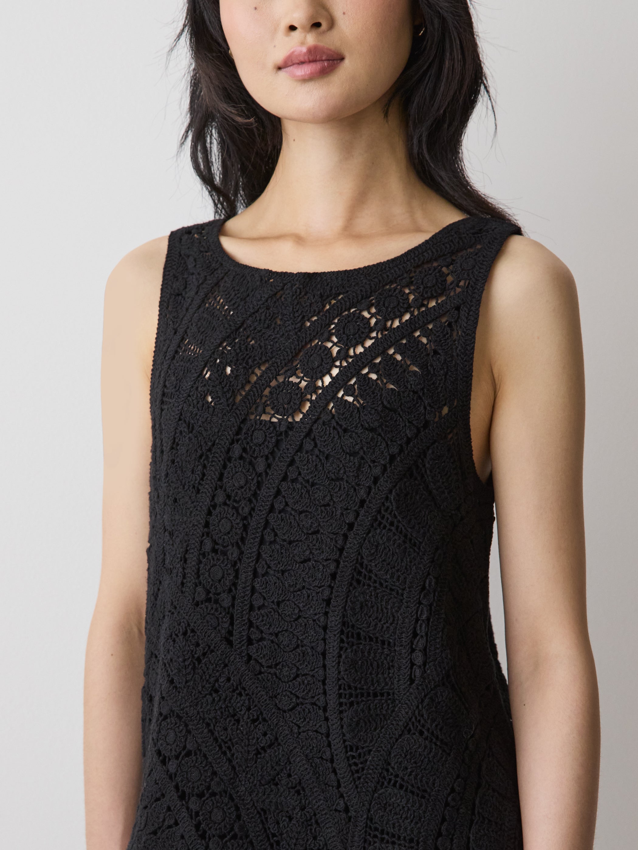 RW&CO Sleeveless Crochet Mini Dress