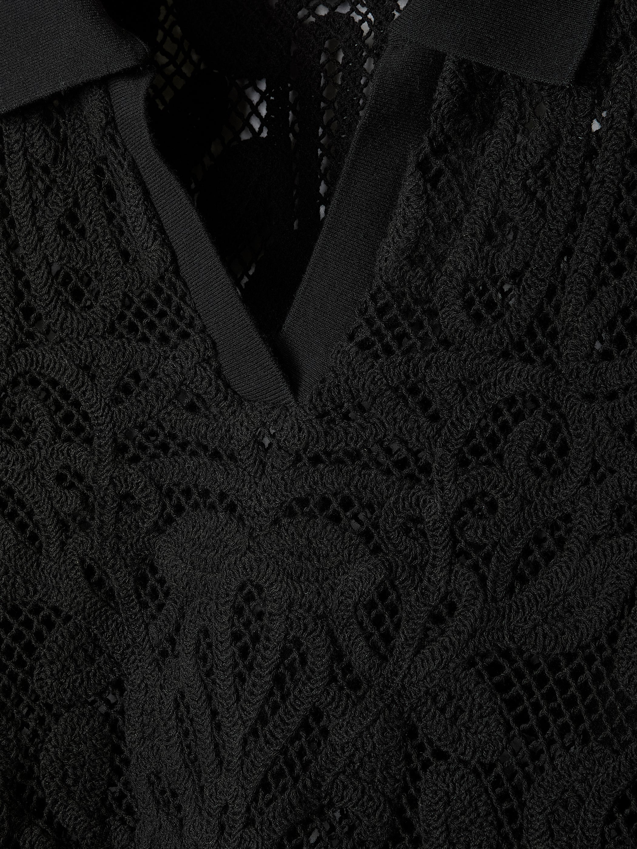 RW&CO Short-Sleeve Crochet Polo Top