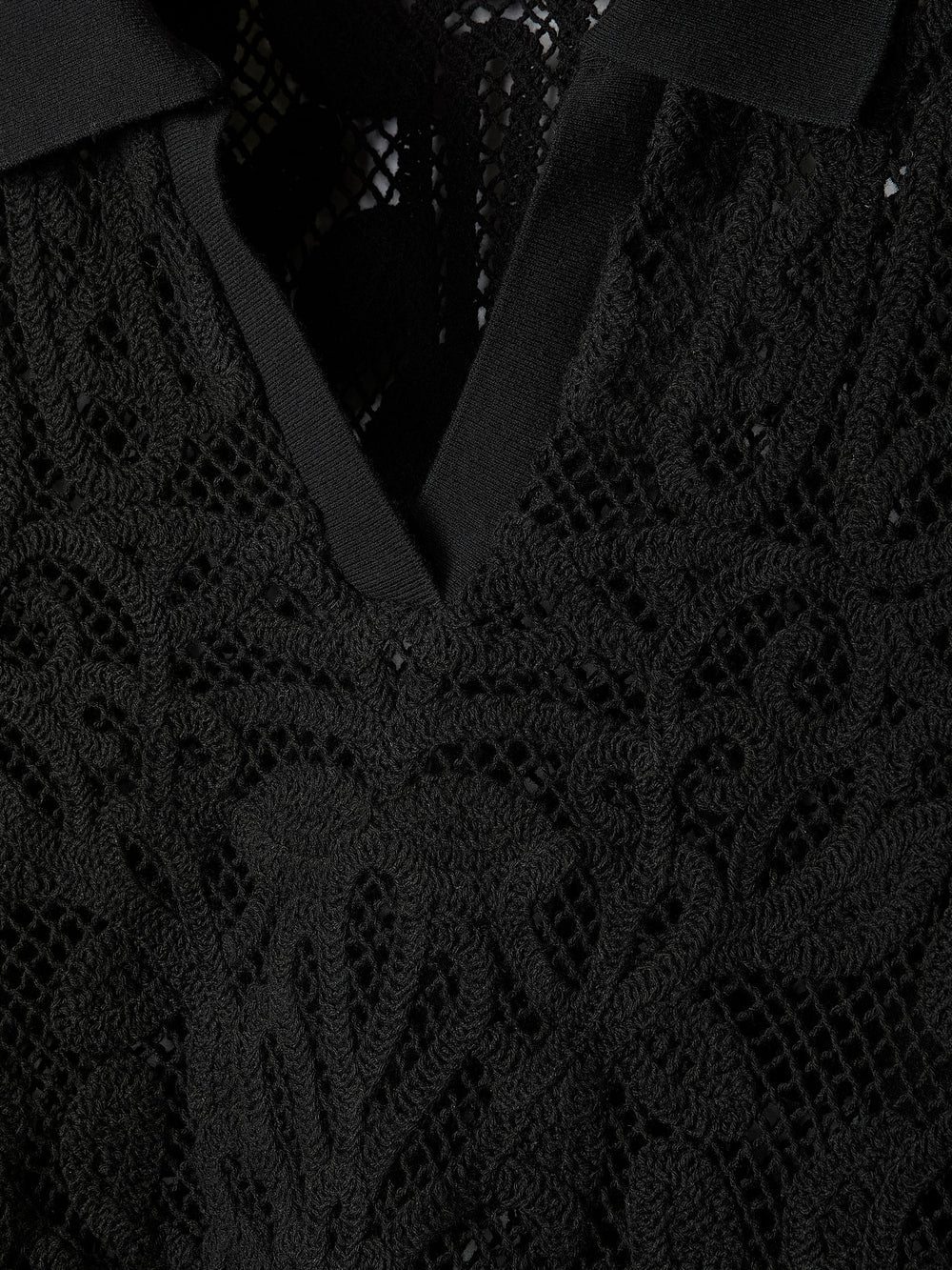 RW&CO Short-Sleeve Crochet Polo Top