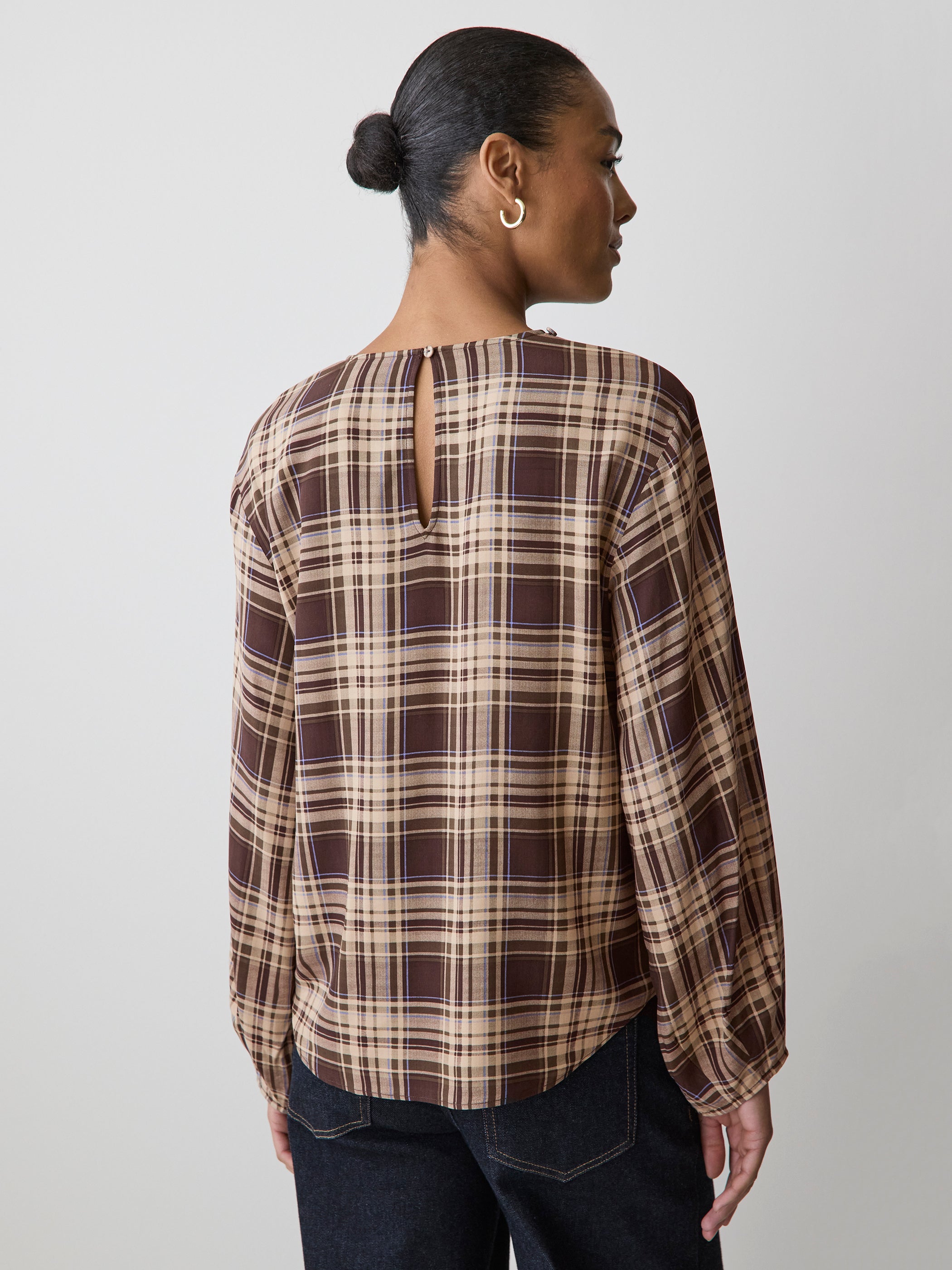 RW&CO Long-Sleeve Popover Blouse with Scarf Neckline