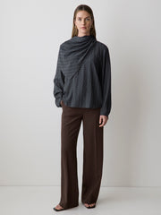 RW&CO Long-Sleeve Popover Blouse with Scarf Neckline