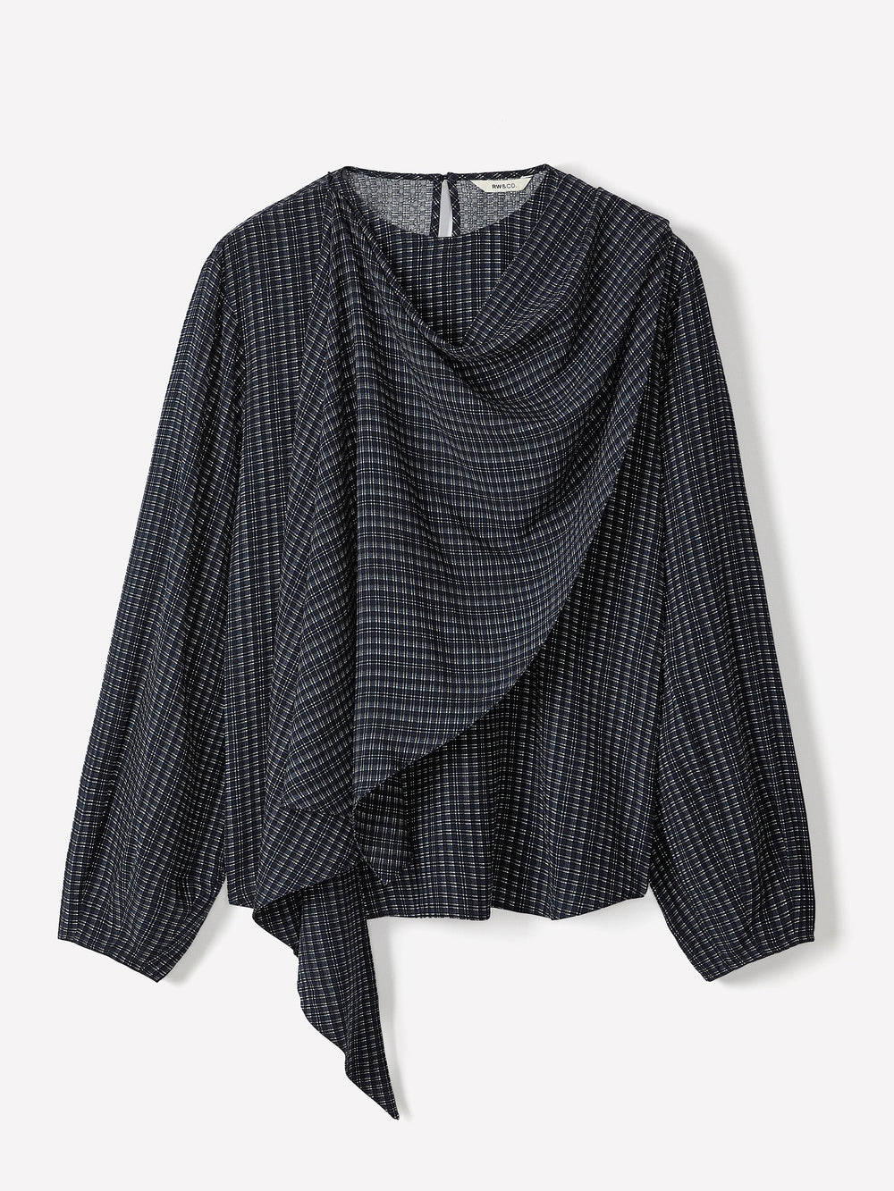 RW&CO Long-Sleeve Popover Blouse with Scarf Neckline