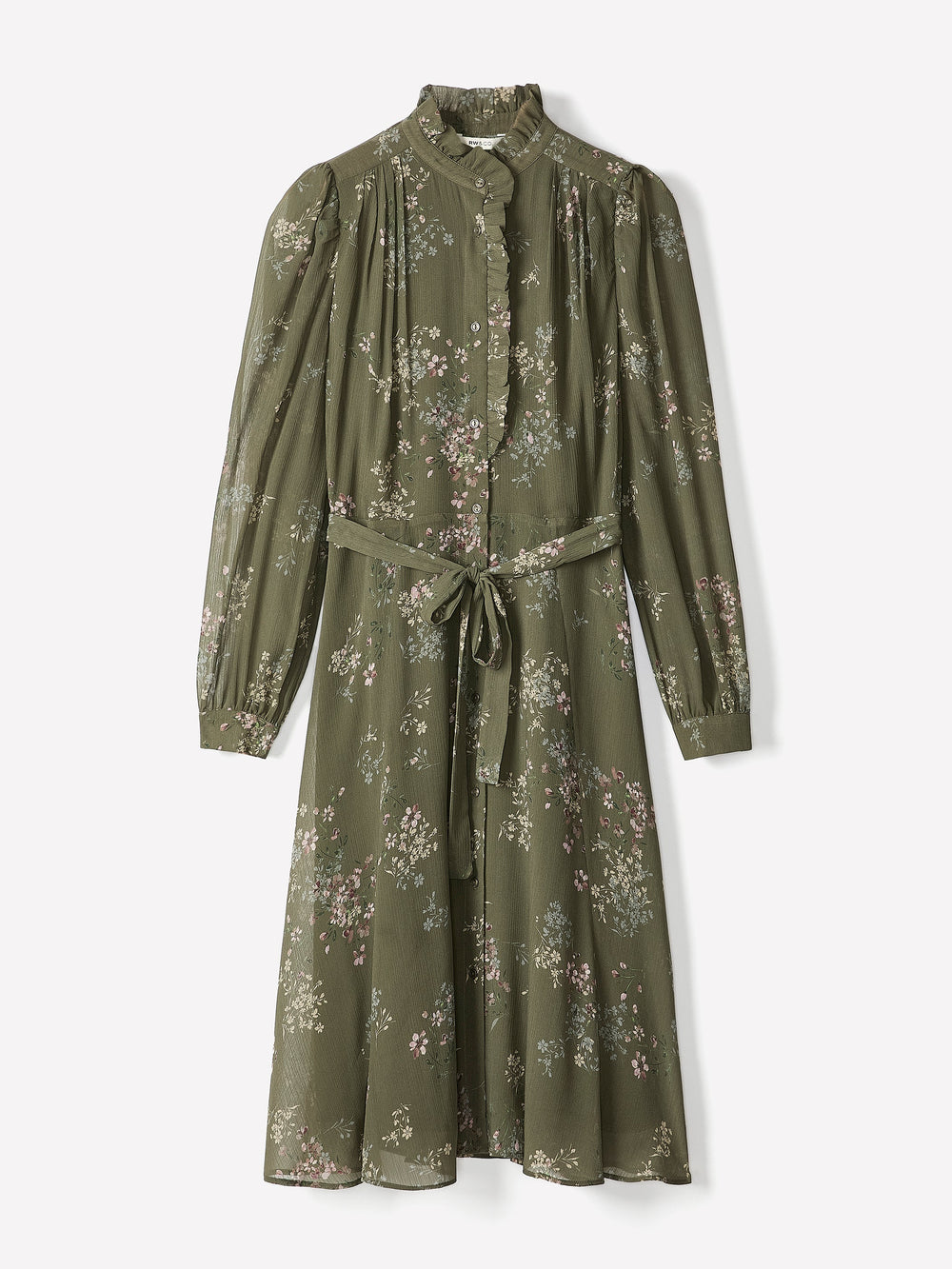 RW&CO Long-Sleeve Mock-Neck Buttoned-Down Midi Dress