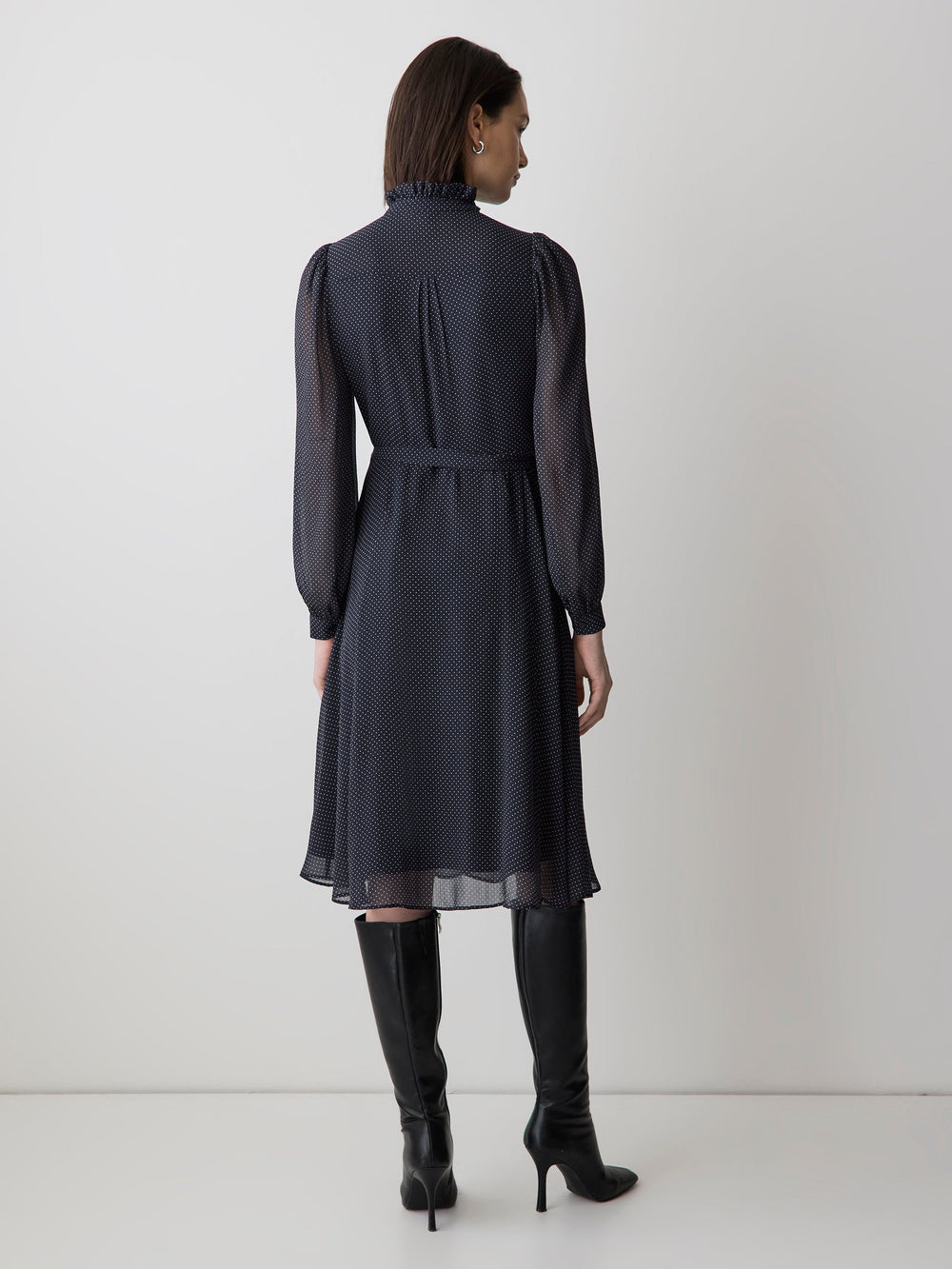RW&CO Long-Sleeve Mock-Neck Buttoned-Down Midi Dress