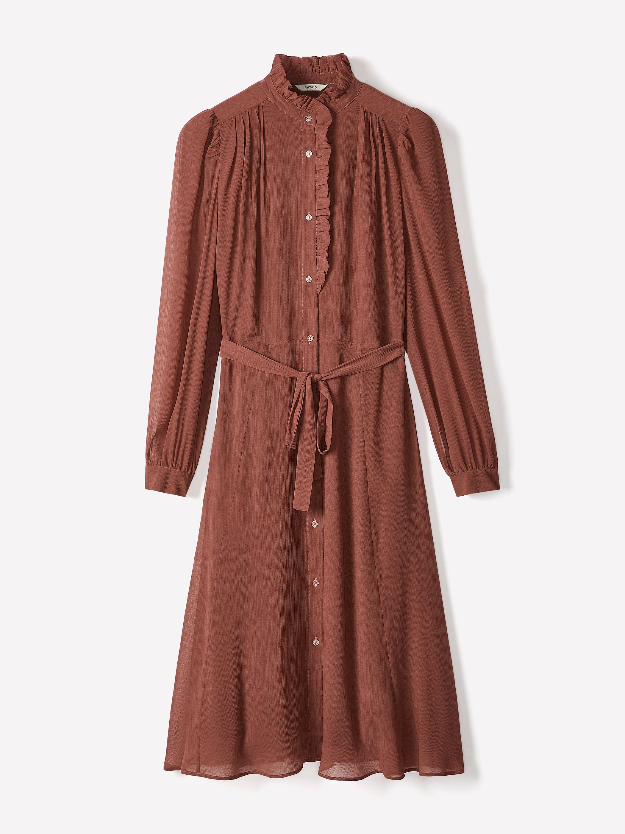 RW&CO Long-Sleeve Mock-Neck Buttoned-Down Midi Dress