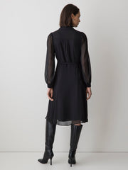 RW&CO Long-Sleeve Mock-Neck Buttoned-Down Midi Dress