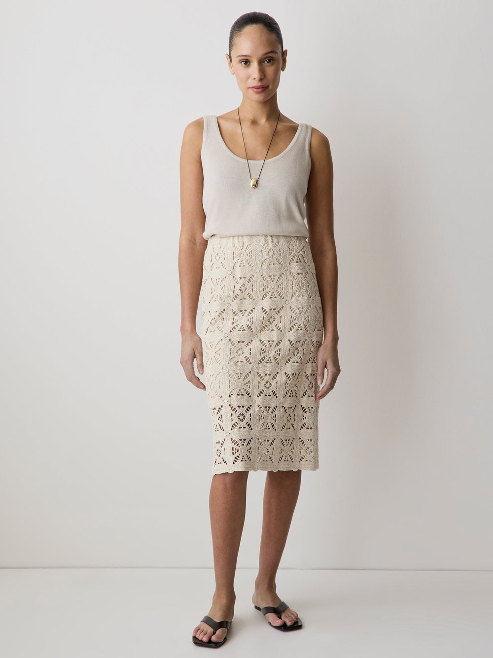 RW&CO Straight Crochet Midi Skirt