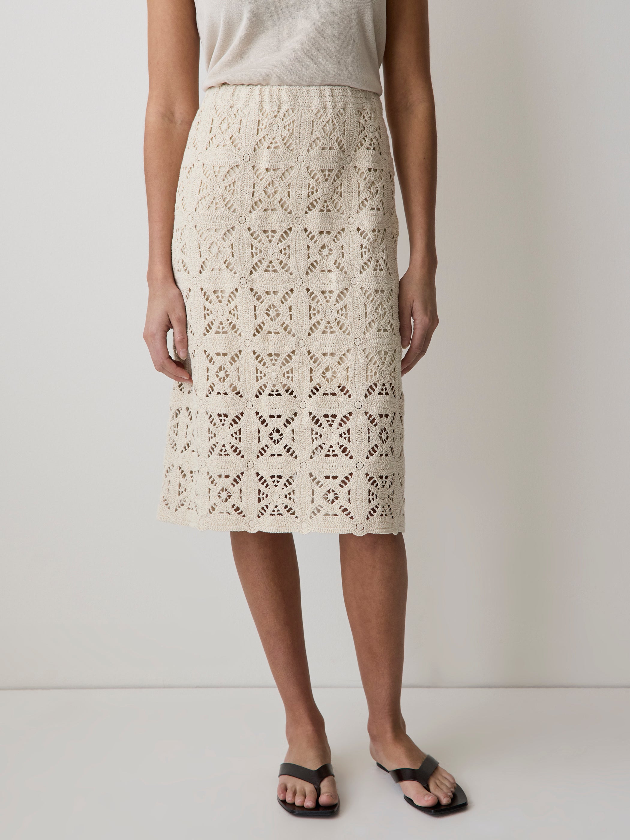 RW&CO Straight Crochet Midi Skirt