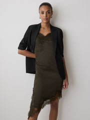 RW&CO Satin Sleeveless Midi Dress with Lace Trims
