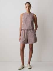 RW&CO Linen-Blend Mid-Rise Pull-On Short