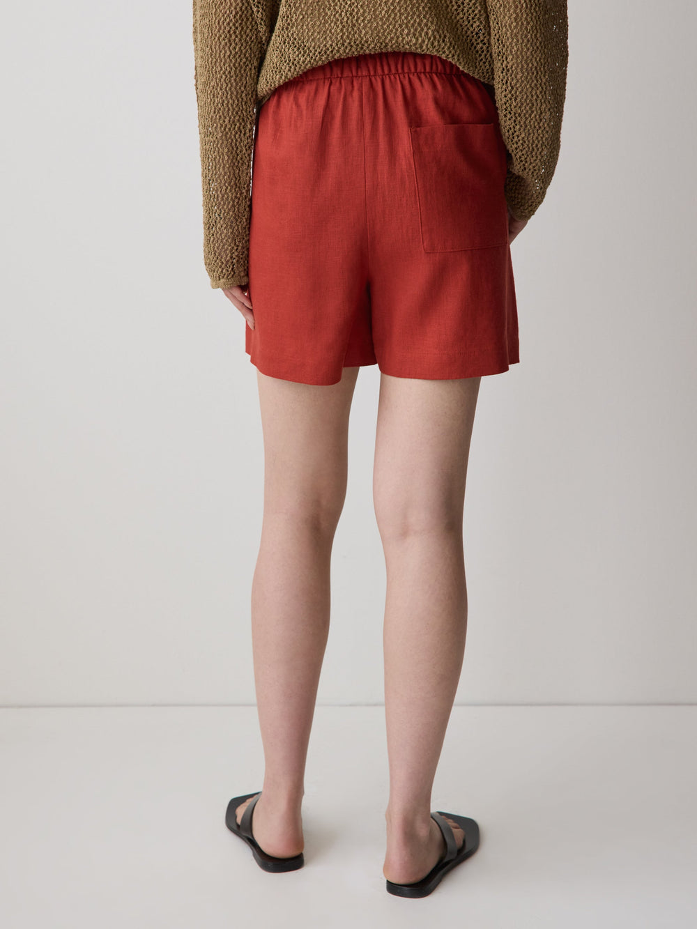 RW&CO Linen-Blend Mid-Rise Pull-On Short