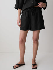 RW&CO Linen-Blend Mid-Rise Pull-On Short