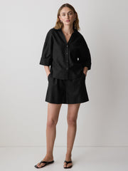 RW&CO Linen-Blend Mid-Rise Pull-On Short