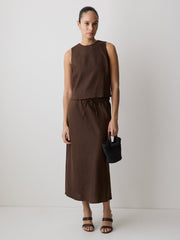 RW&CO Linen-Blend Straight Midi Skirt