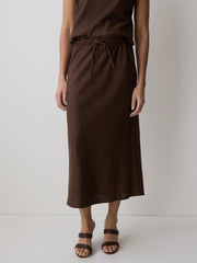 RW&CO Linen-Blend Straight Midi Skirt