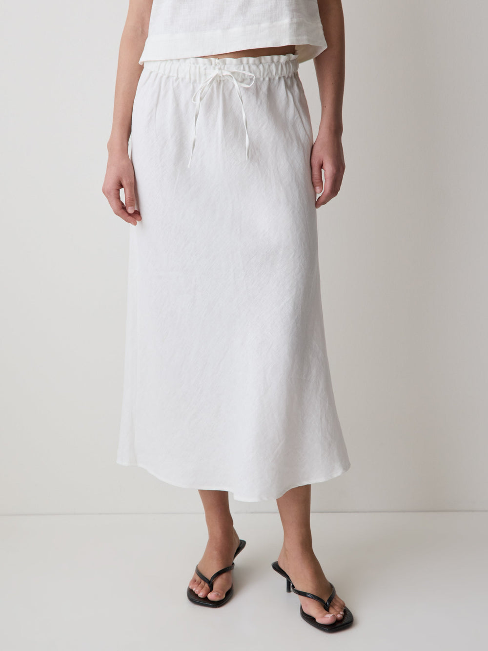 RW&CO Linen Straight Midi Skirt
