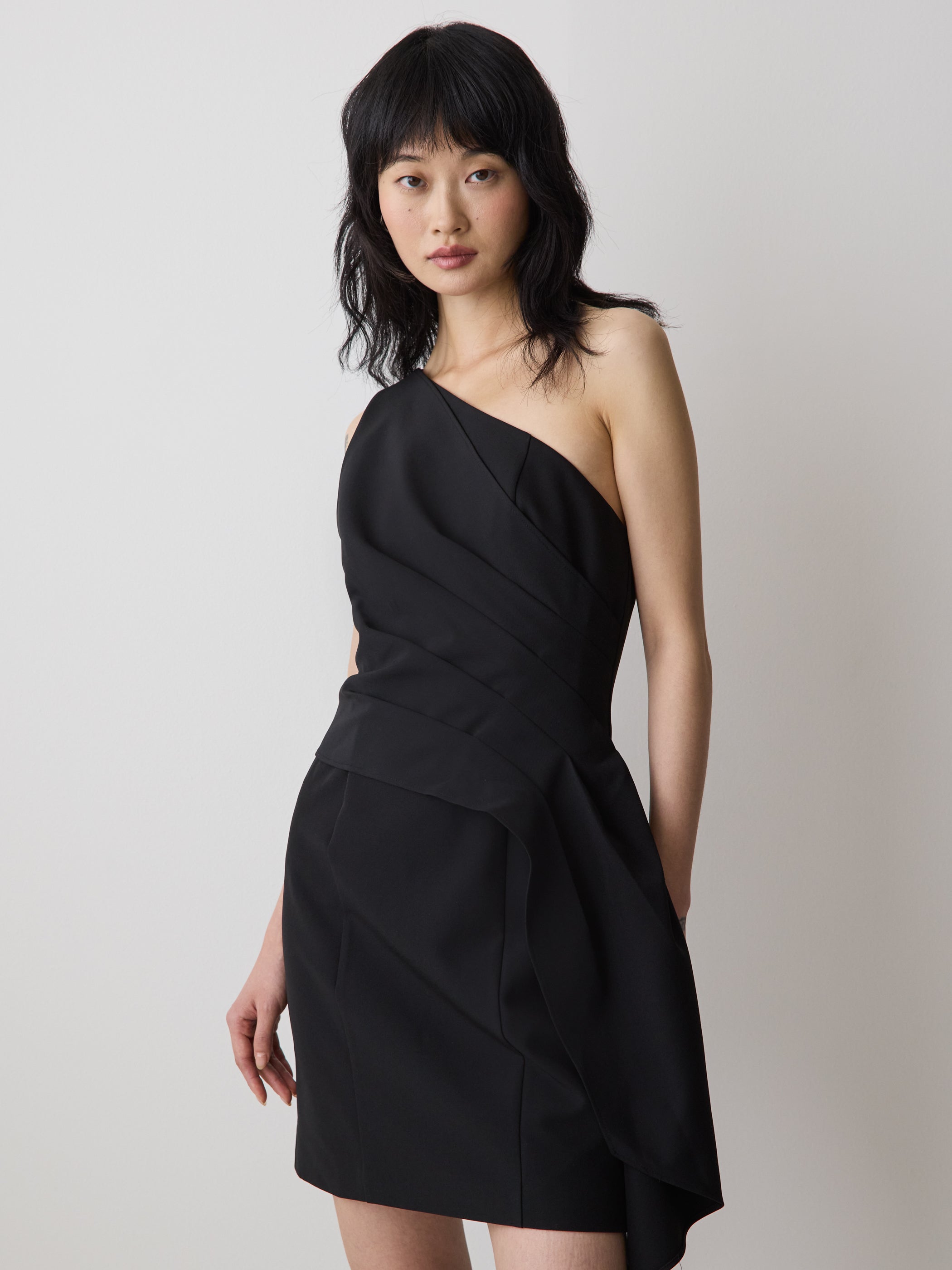 RW&CO One-Shoulder Draped Mini Cocktail Dress