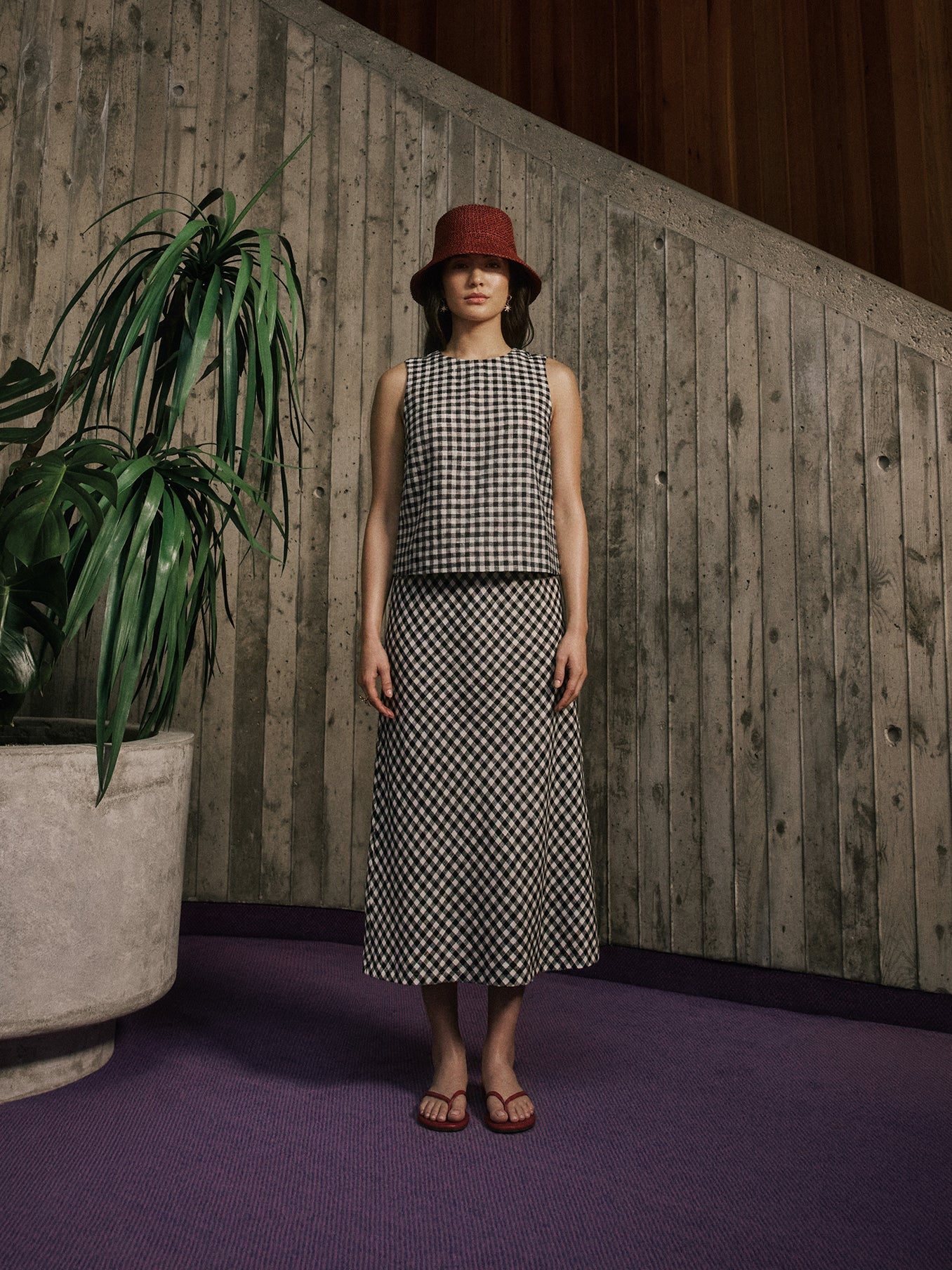 RW&CO Linen-Blend Straight Midi Skirt