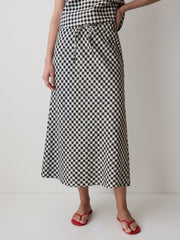 RW&CO Linen-Blend Straight Midi Skirt