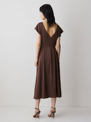 RW&CO Short-Sleeve Cocktail Midi Dress with Draped Detail