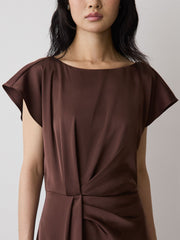 RW&CO Short-Sleeve Cocktail Midi Dress with Draped Detail