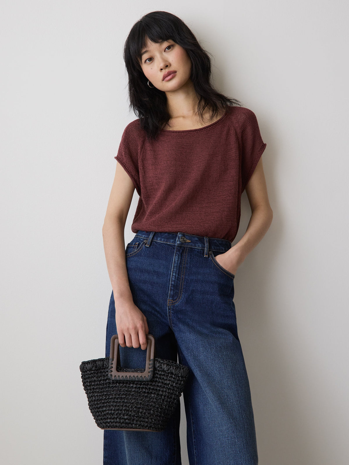 RW&CO Straw Handbag with Square Handle