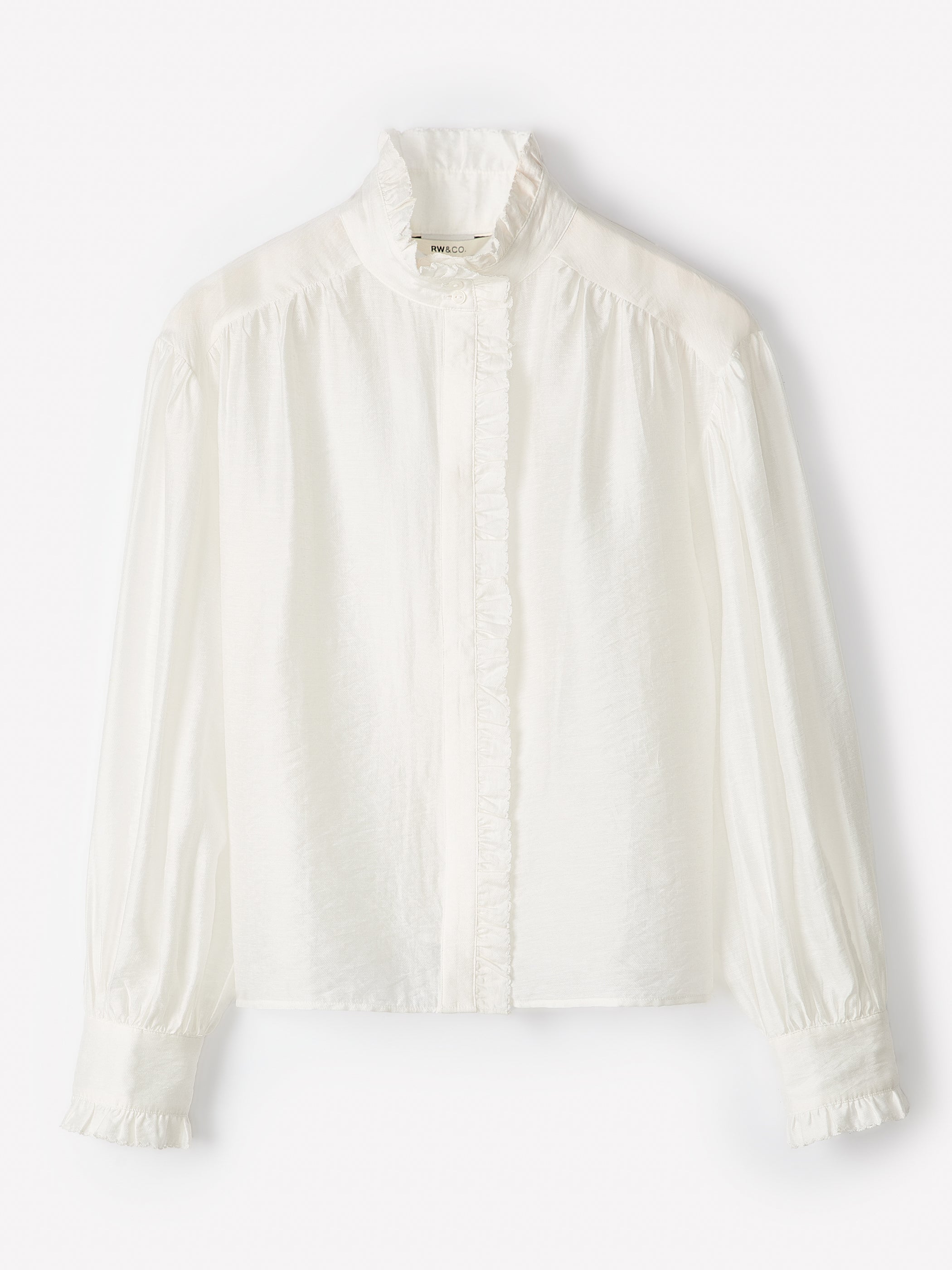 RW&CO Long-Sleeve Crew-Neck Blouse with Ruffles