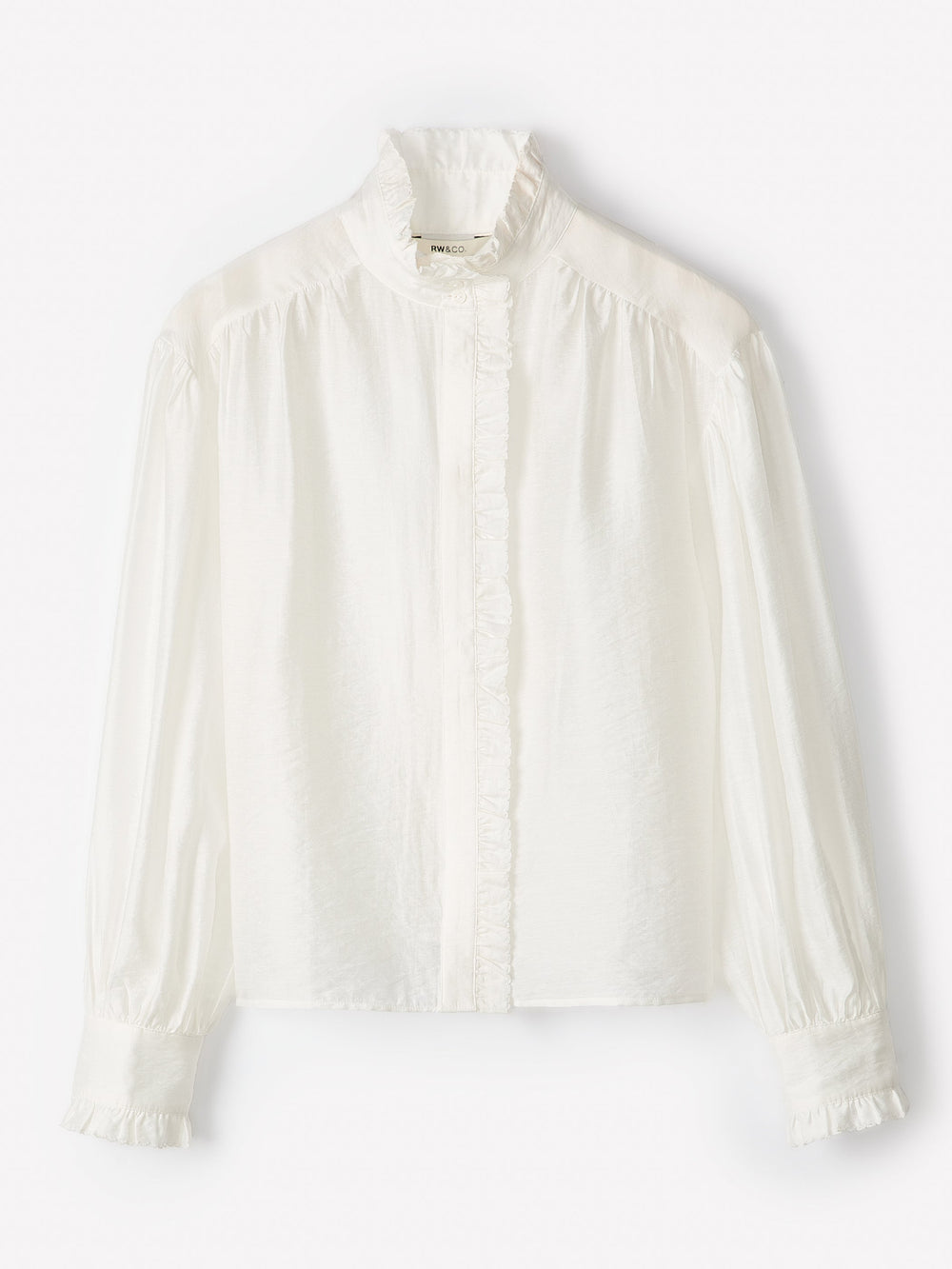 RW&CO Long-Sleeve Crew-Neck Blouse with Ruffles