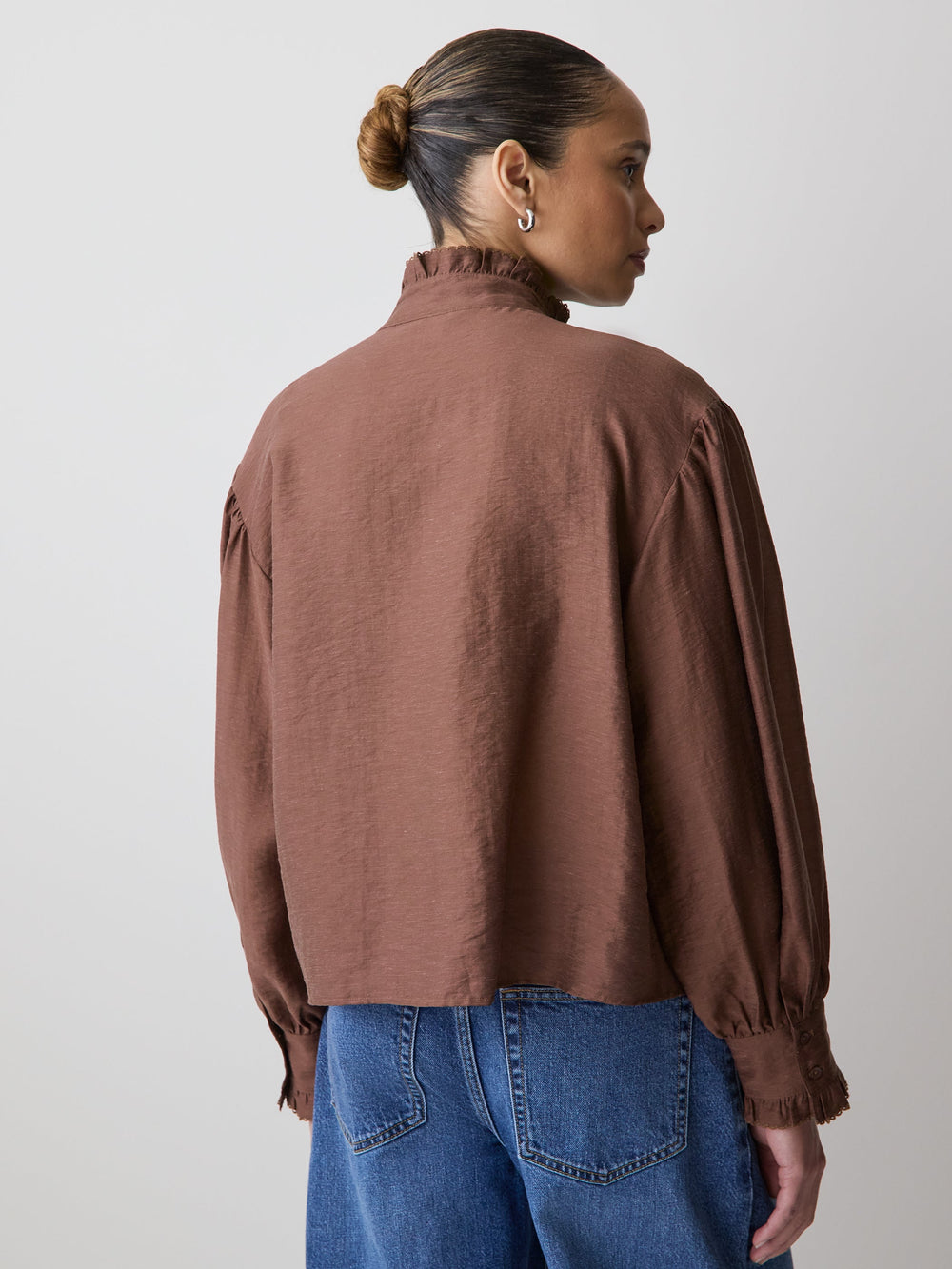 RW&CO Long-Sleeve Crew-Neck Blouse with Ruffles