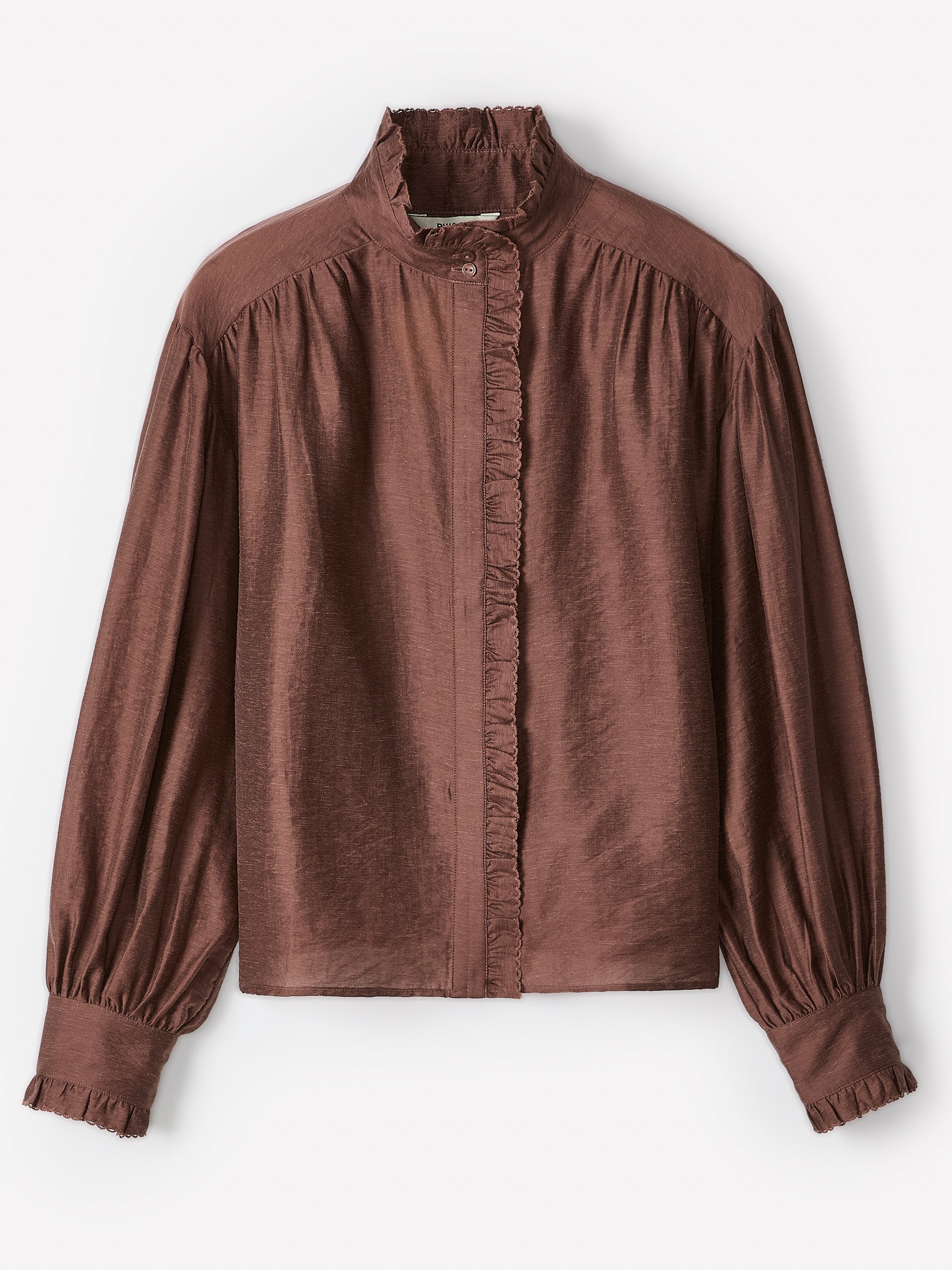 RW&CO Long-Sleeve Crew-Neck Blouse with Ruffles