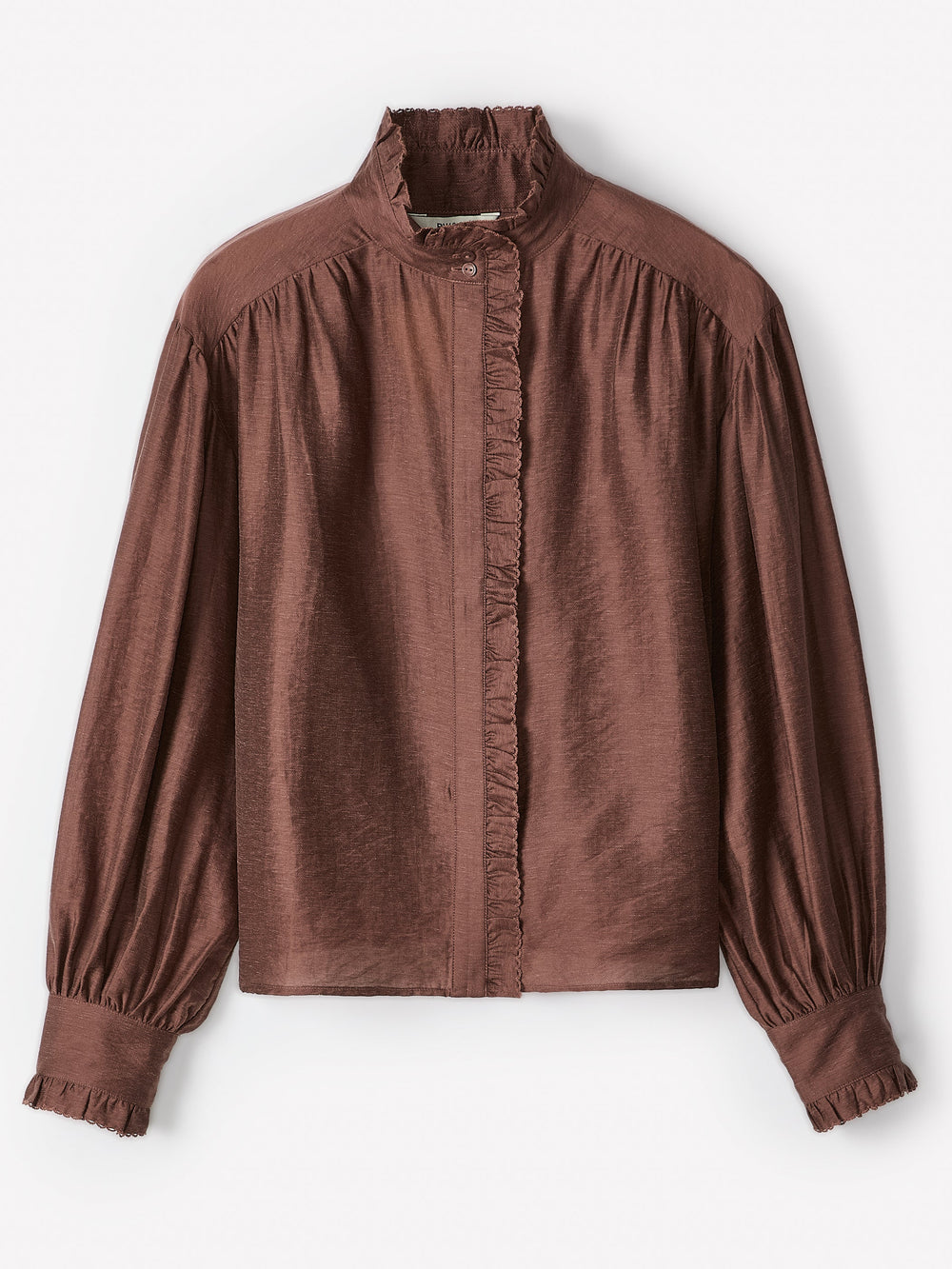 RW&CO Long-Sleeve Crew-Neck Blouse with Ruffles