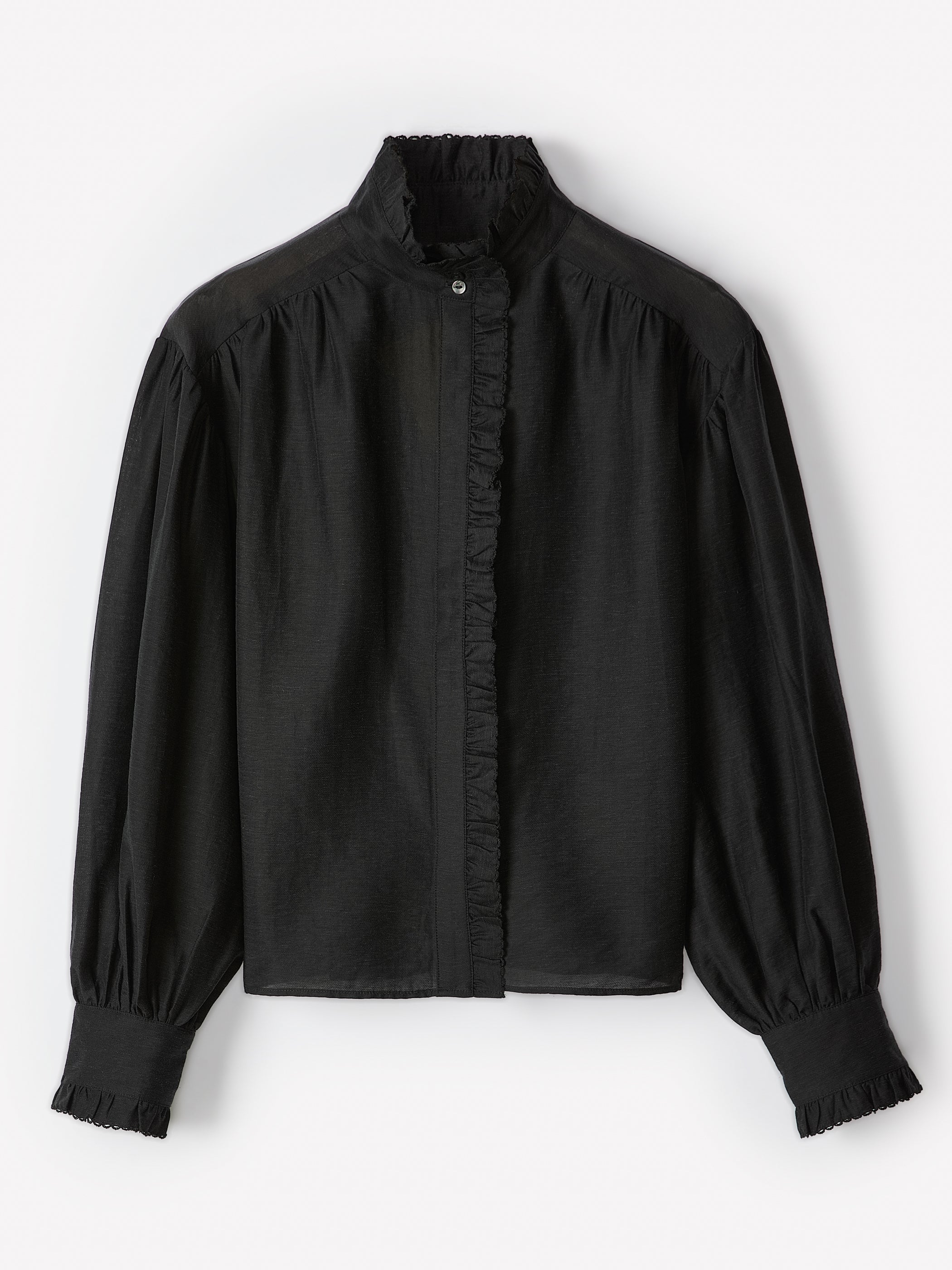 RW&CO Long-Sleeve Crew-Neck Blouse with Ruffles