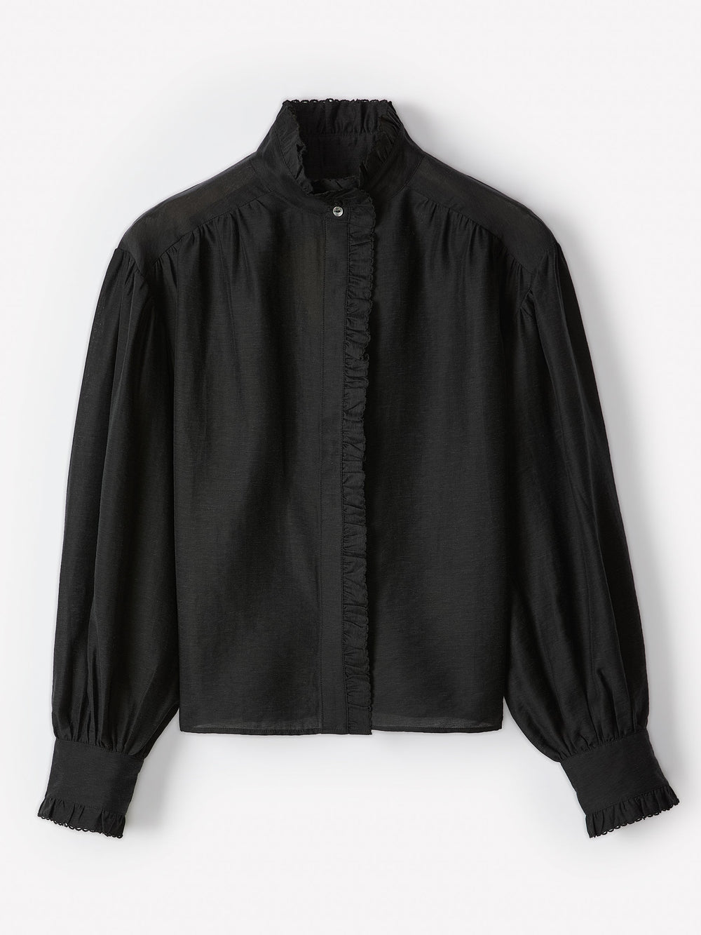 RW&CO Long-Sleeve Crew-Neck Blouse with Ruffles