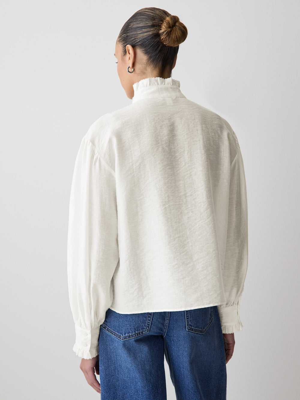 RW&CO Long-Sleeve Crew-Neck Blouse with Ruffles