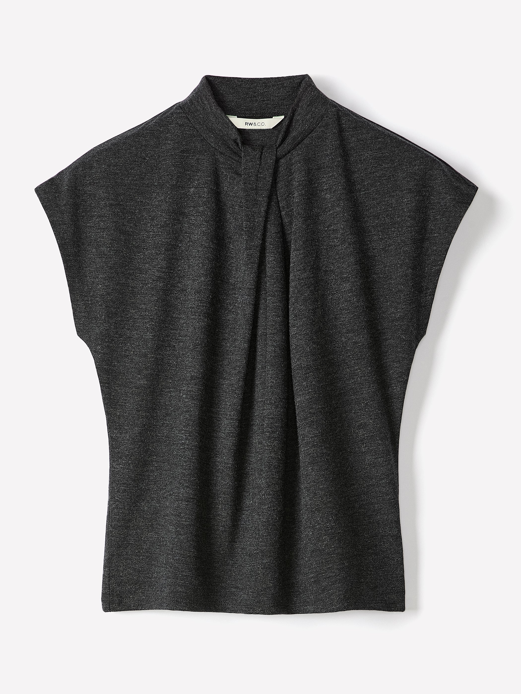 RW&CO Extended-Sleeve Top with Twisted Draped Mock Neckline