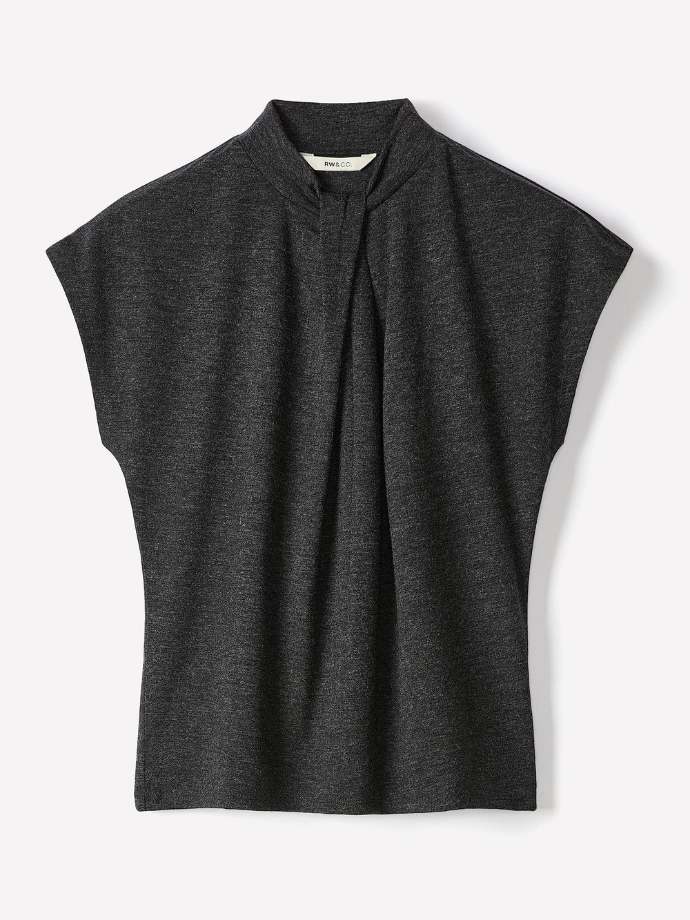 RW&CO Extended-Sleeve Top with Twisted Draped Mock Neckline