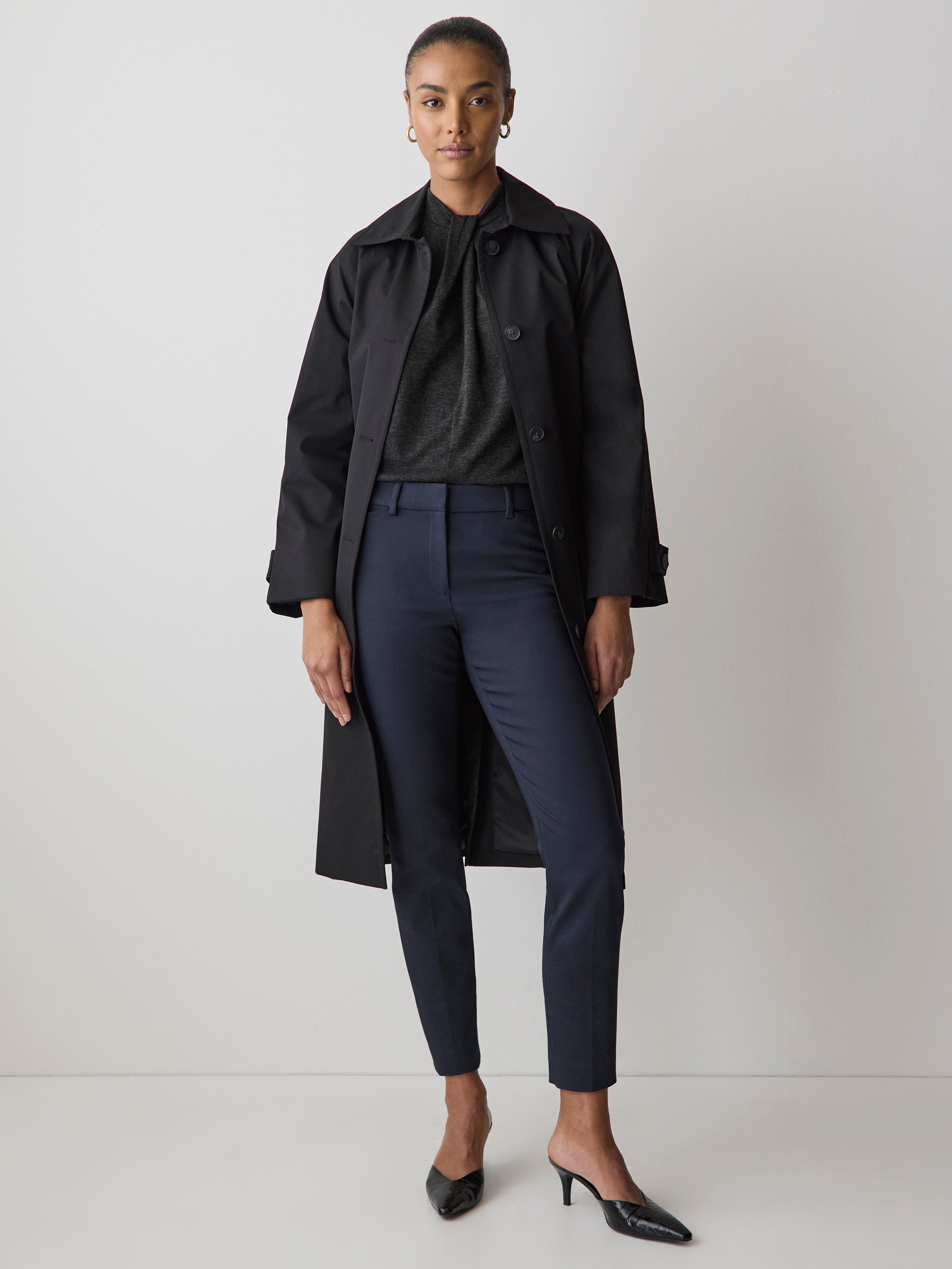 RW&CO Extended-Sleeve Top with Twisted Draped Mock Neckline