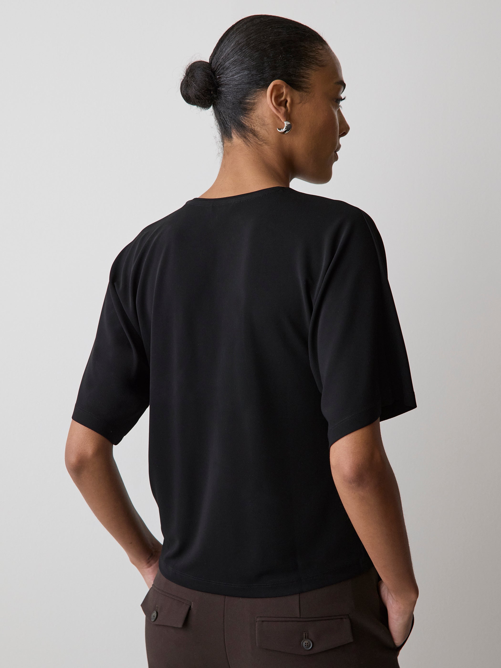 RW&CO Short-Sleeve Crew-Neck Top with Pleated Detail
