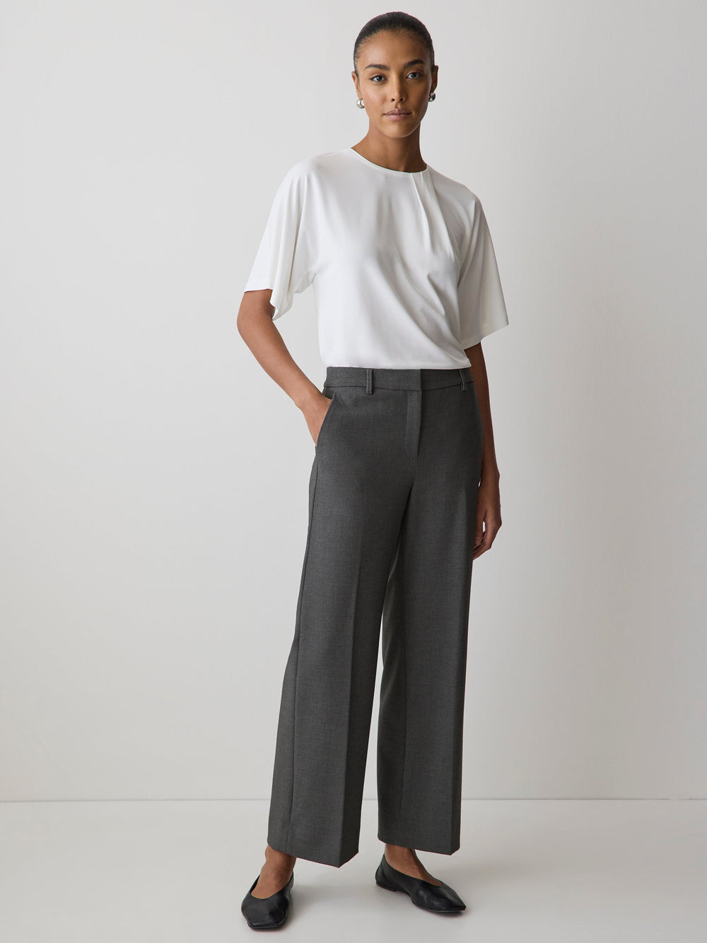 RW&CO Short-Sleeve Crew-Neck Top with Pleated Detail