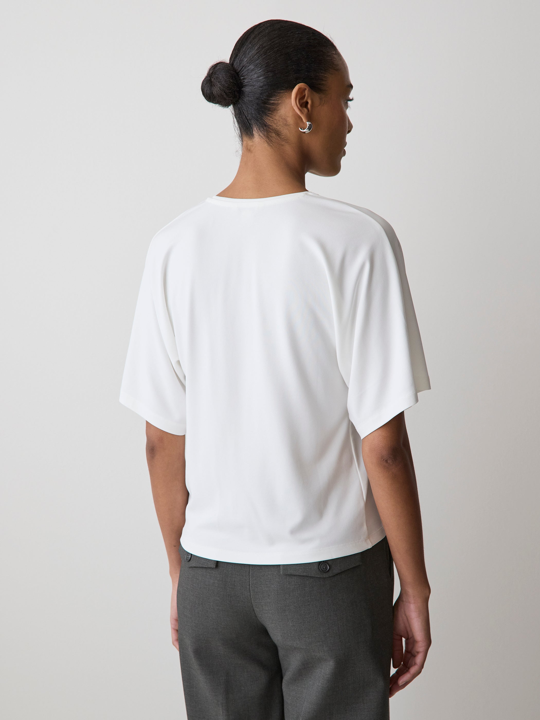 RW&CO Short-Sleeve Crew-Neck Top with Pleated Detail