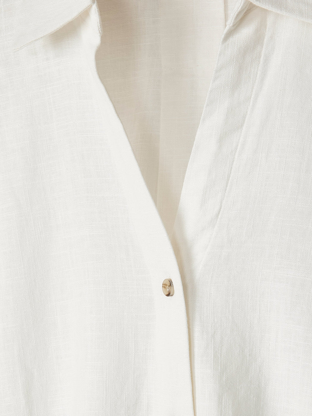 RW&CO Linen-Blend Short-Sleeve Blouse with Shirt Collar