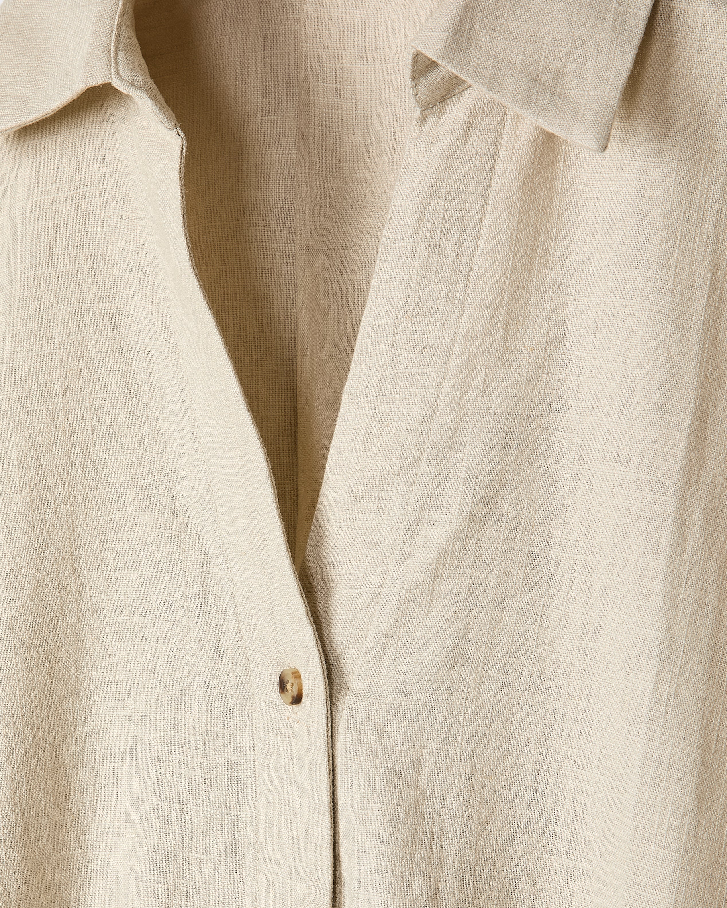 RW&CO Linen-Blend Short-Sleeve Blouse with Shirt Collar