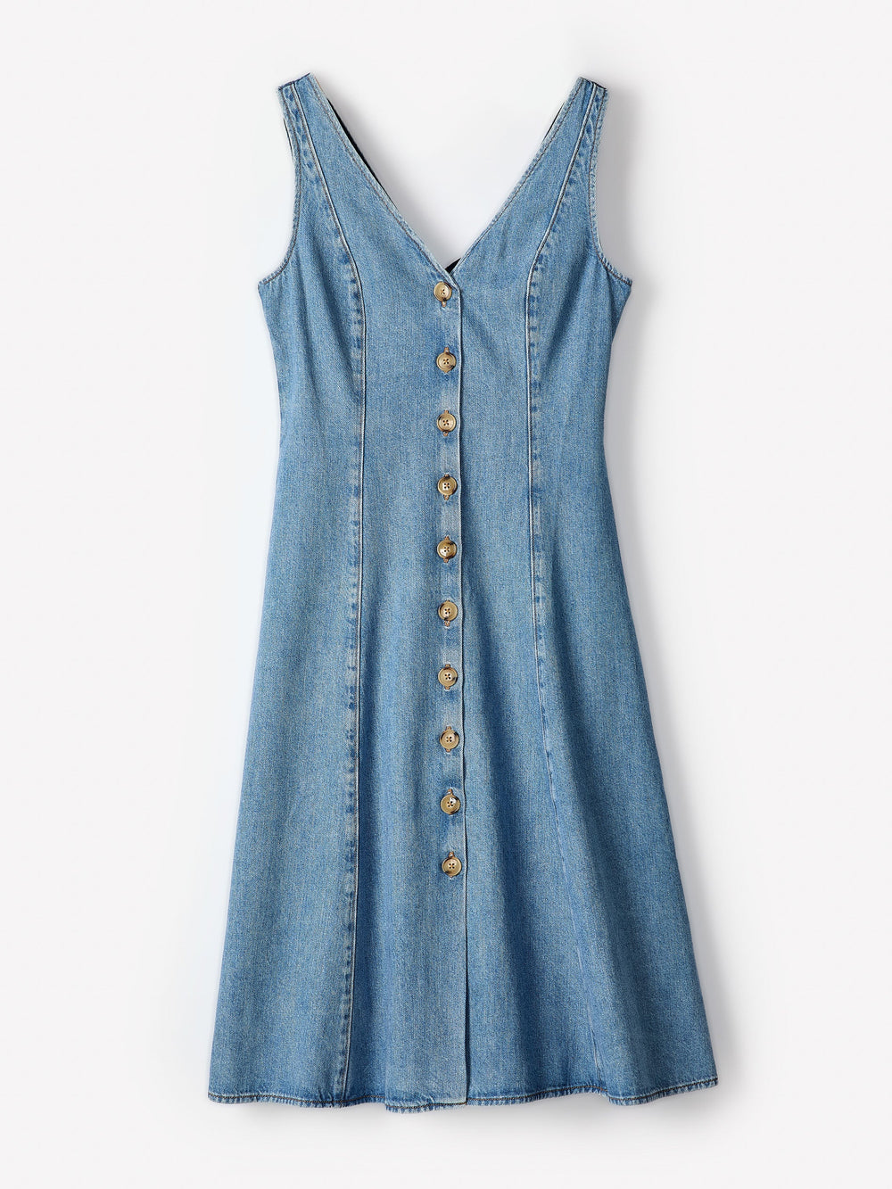RW&CO Denim Sleeveless V-Neck Midi Dress