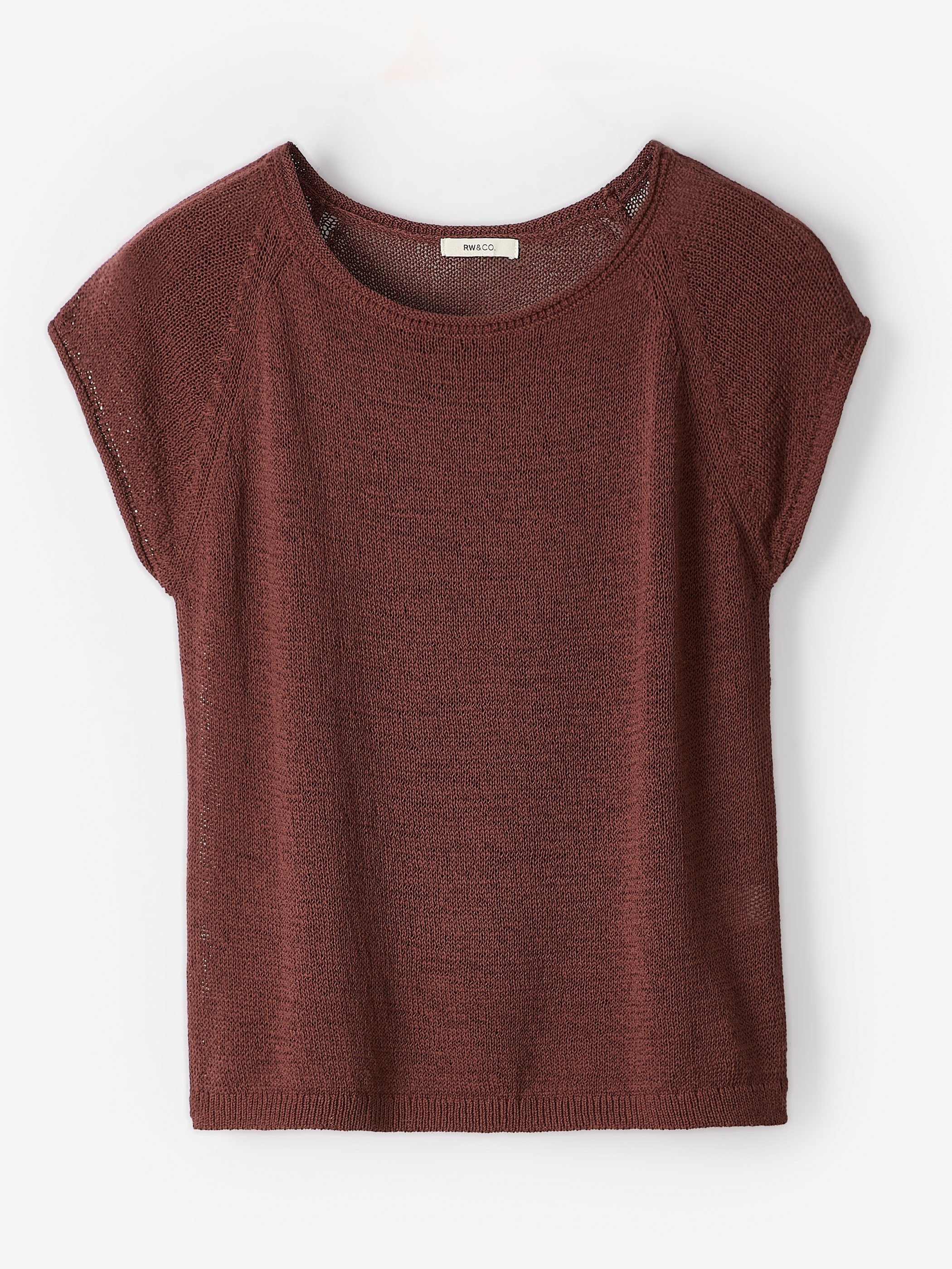 RW&CO Cap-Sleeve Tape-Yarn Sweater