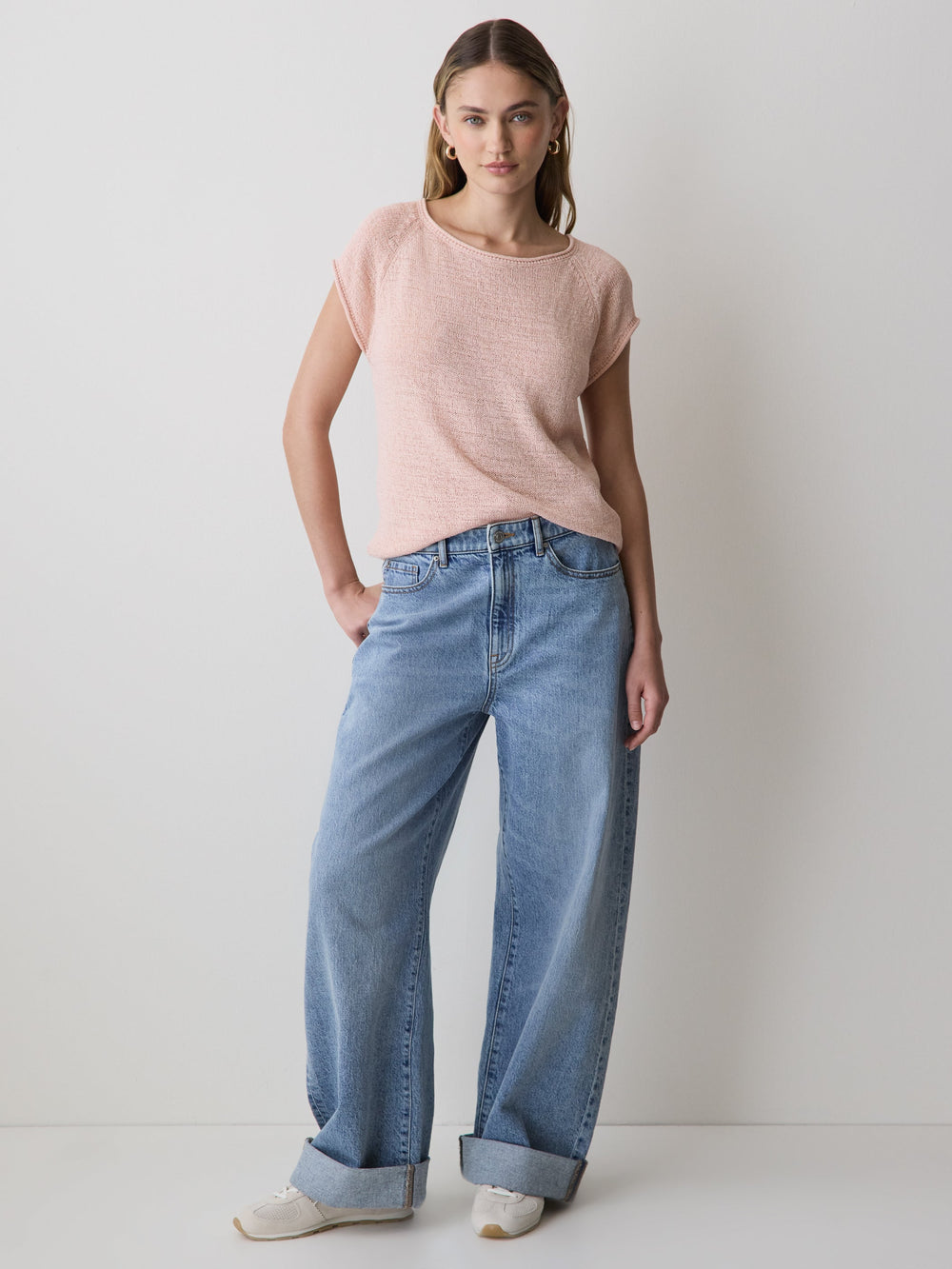 RW&CO Cap-Sleeve Tape-Yarn Sweater
