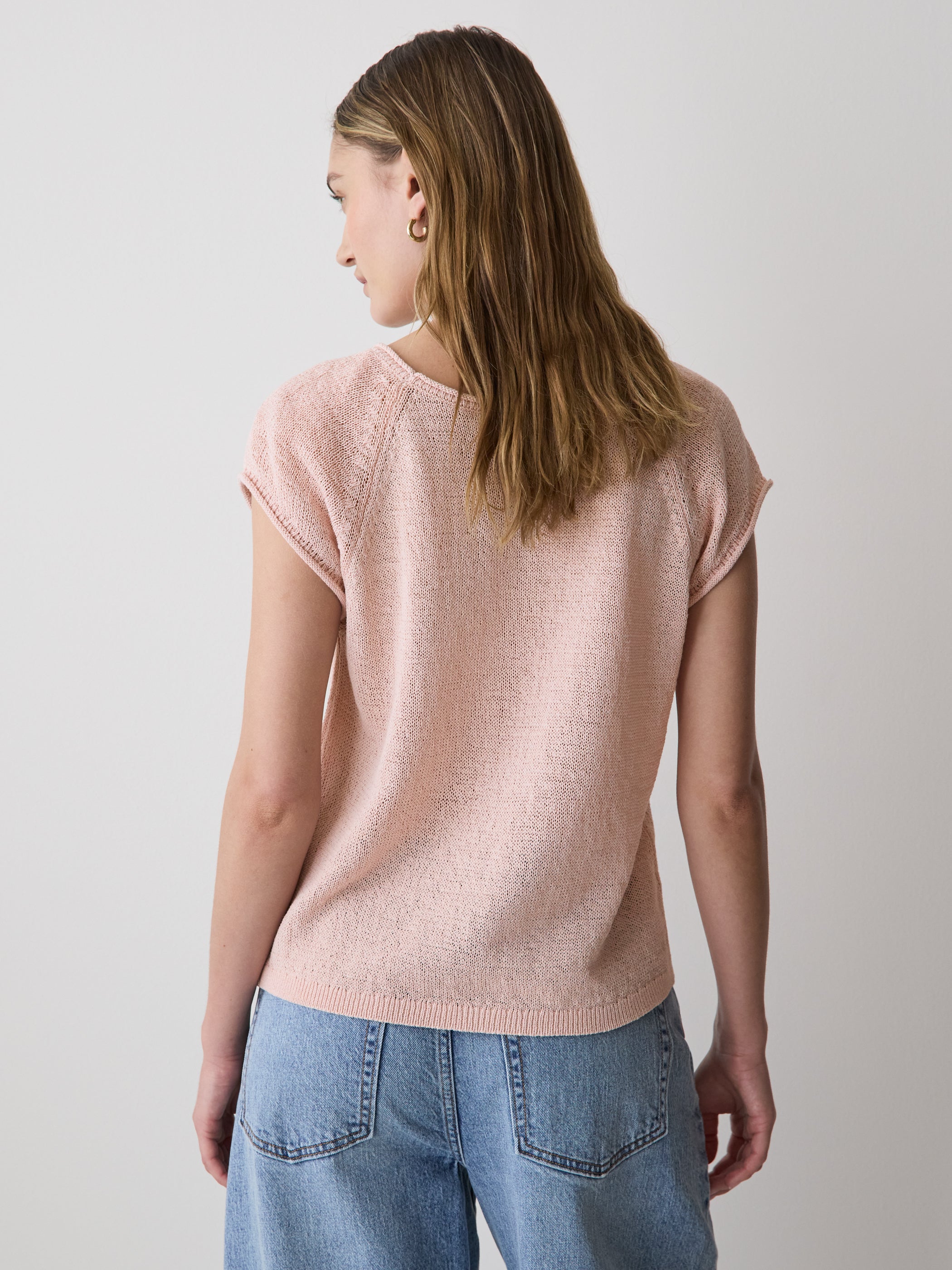 RW&CO Cap-Sleeve Tape-Yarn Sweater