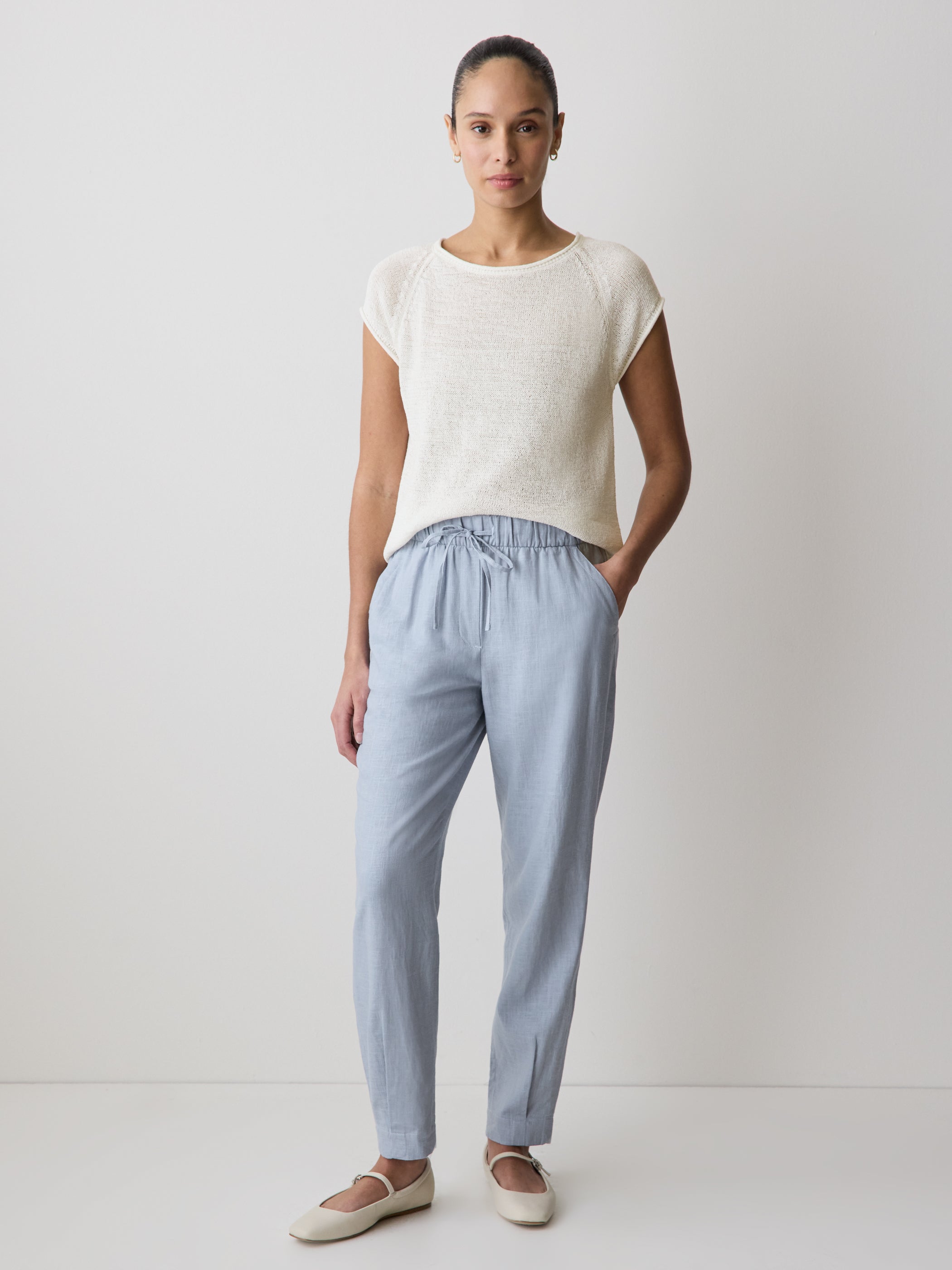 RW&CO Cap-Sleeve Tape-Yarn Sweater