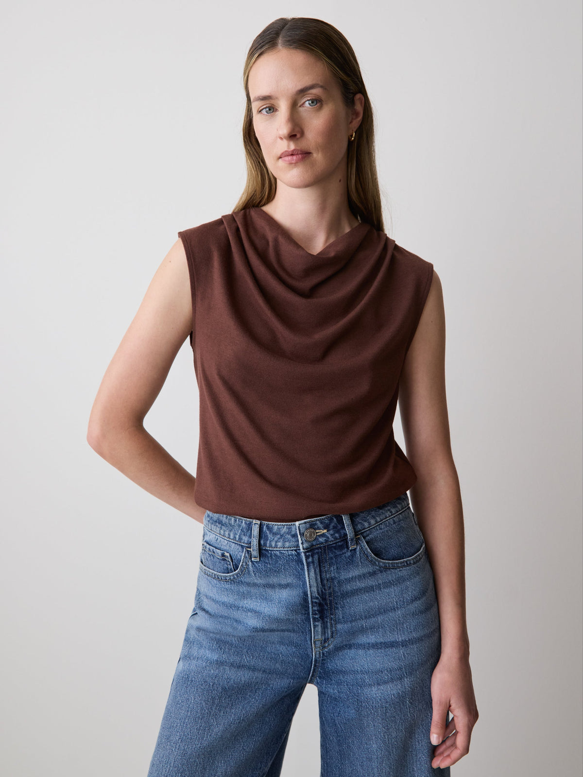 RW&CO Sleeveless Top with Cowl Neckline